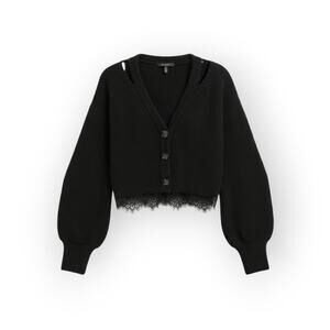 Commense Black Lace Hem Knit Cardigan – Dark Romantic Academia - NWT - S